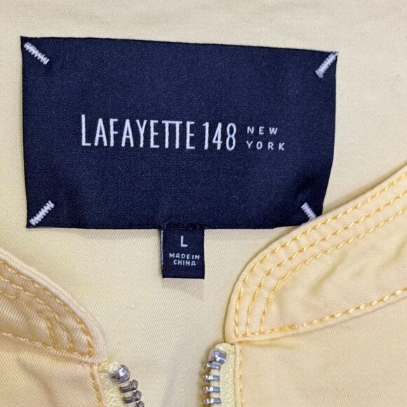 Lafayette 148 New York Size Large Yellow Cotton Stretch Zip Jacket - Picture 2 of 6